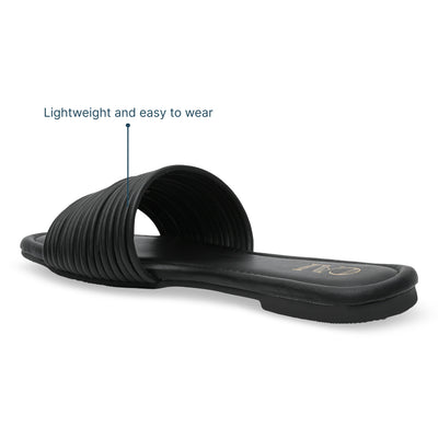 Multi Strapped Black Flats