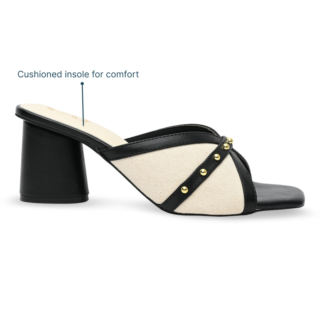 Canvas Rivet Black Heels
