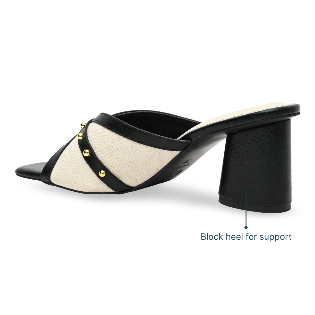 Canvas Rivet Black Heels
