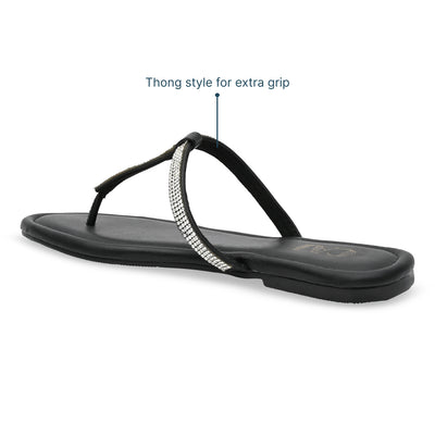 Shimmer Tstrap Black Flats