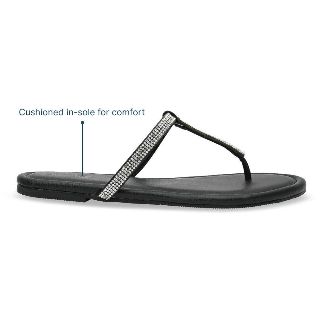 Shimmer Tstrap Black Flats