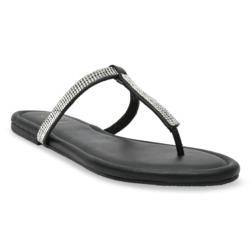 Shimmer Tstrap Black Flats