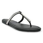 Shimmer Tstrap Black Flats