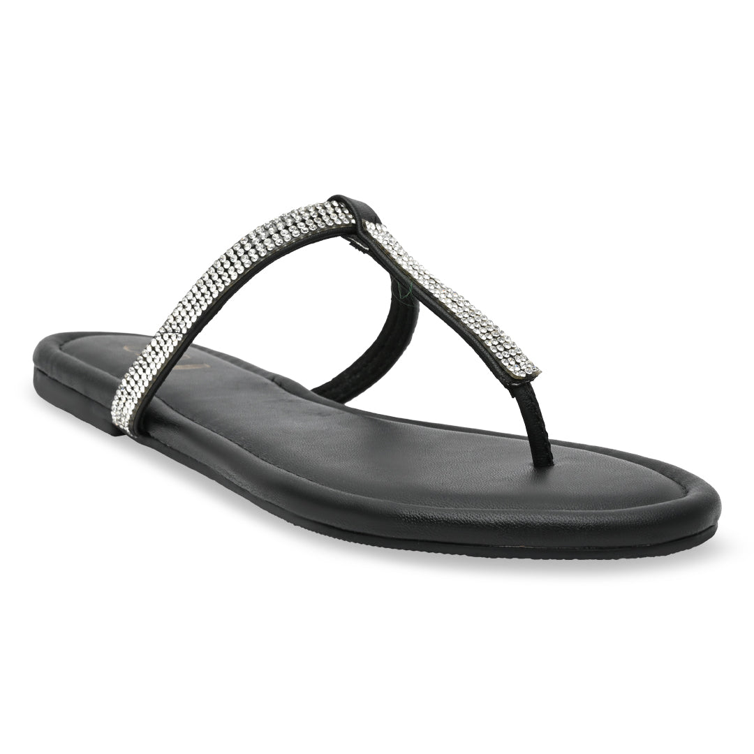 Shimmer Tstrap Black Flats