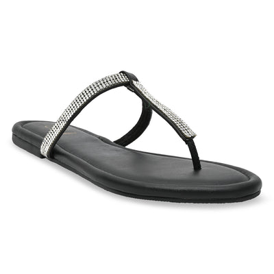 Shimmer Tstrap Black Flats