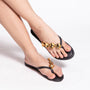 Gold Pebble Black Flats