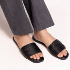 Multi Strapped Black Flats