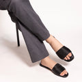 Multi Strapped Black Flats