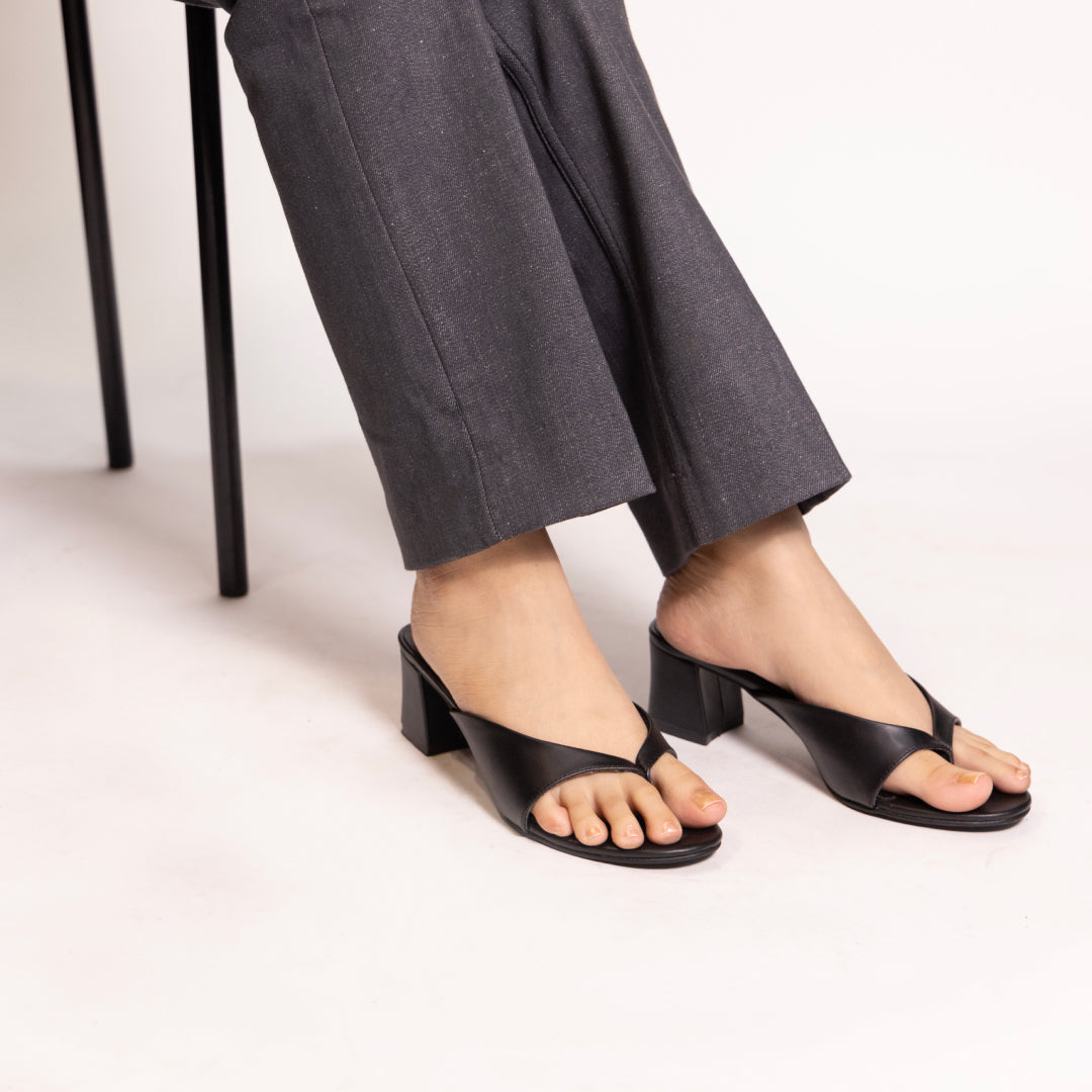 Black Toe Stopper Heels