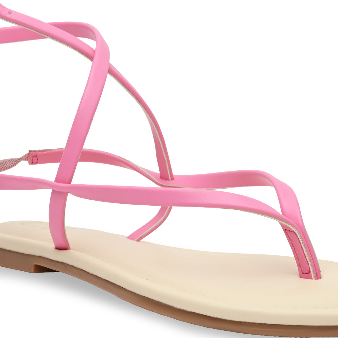 Pink Strings Ankle Flats