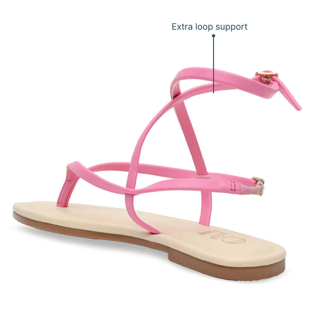 Pink Strings Ankle Flats