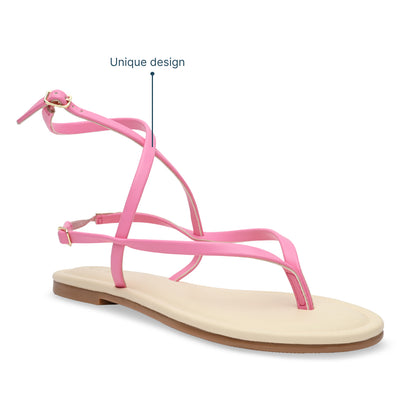 Pink Strings Ankle Flats