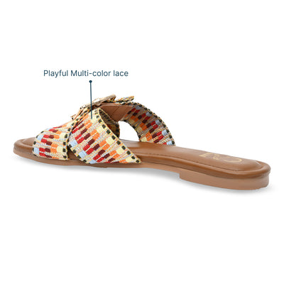 Multicoloured Buckled Strap Flats