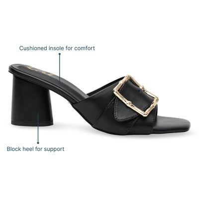 Black Strap Buckle Heels