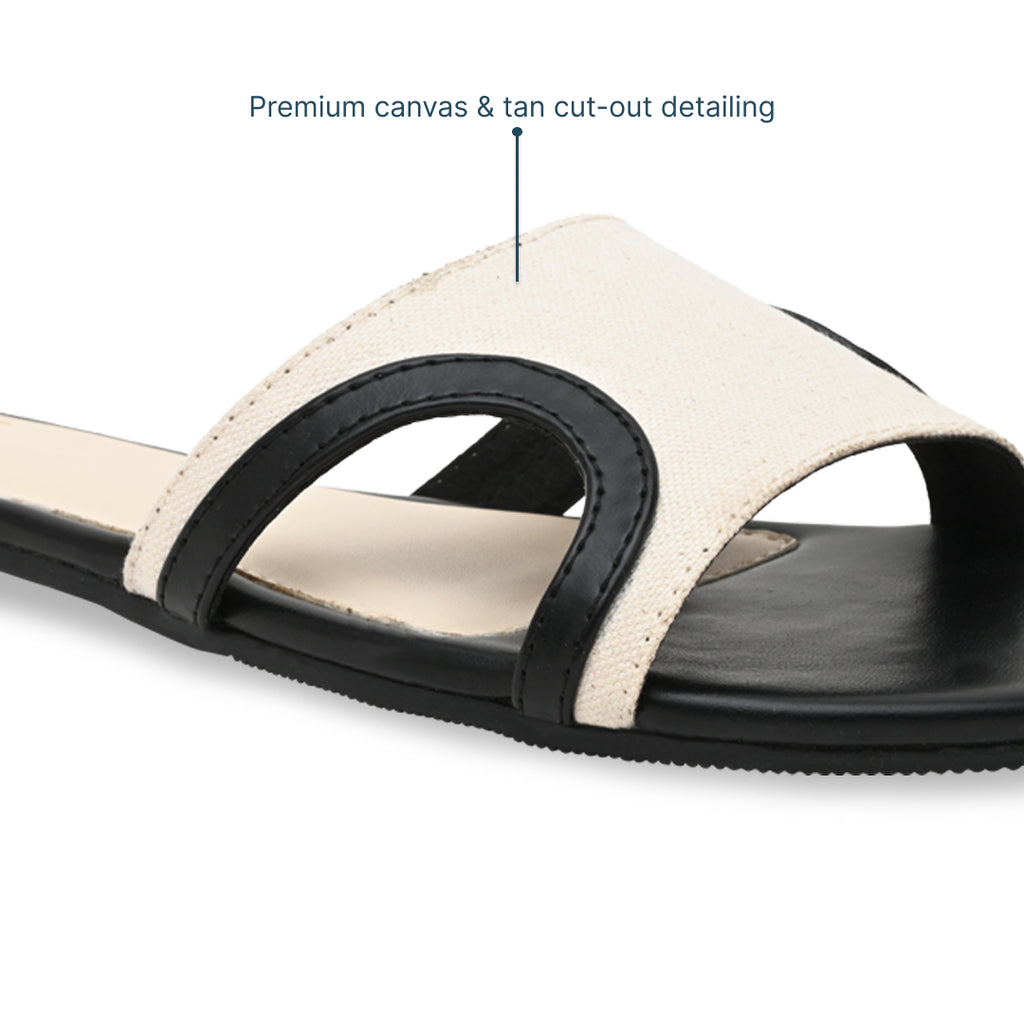 Curved in Canvas Black Flats