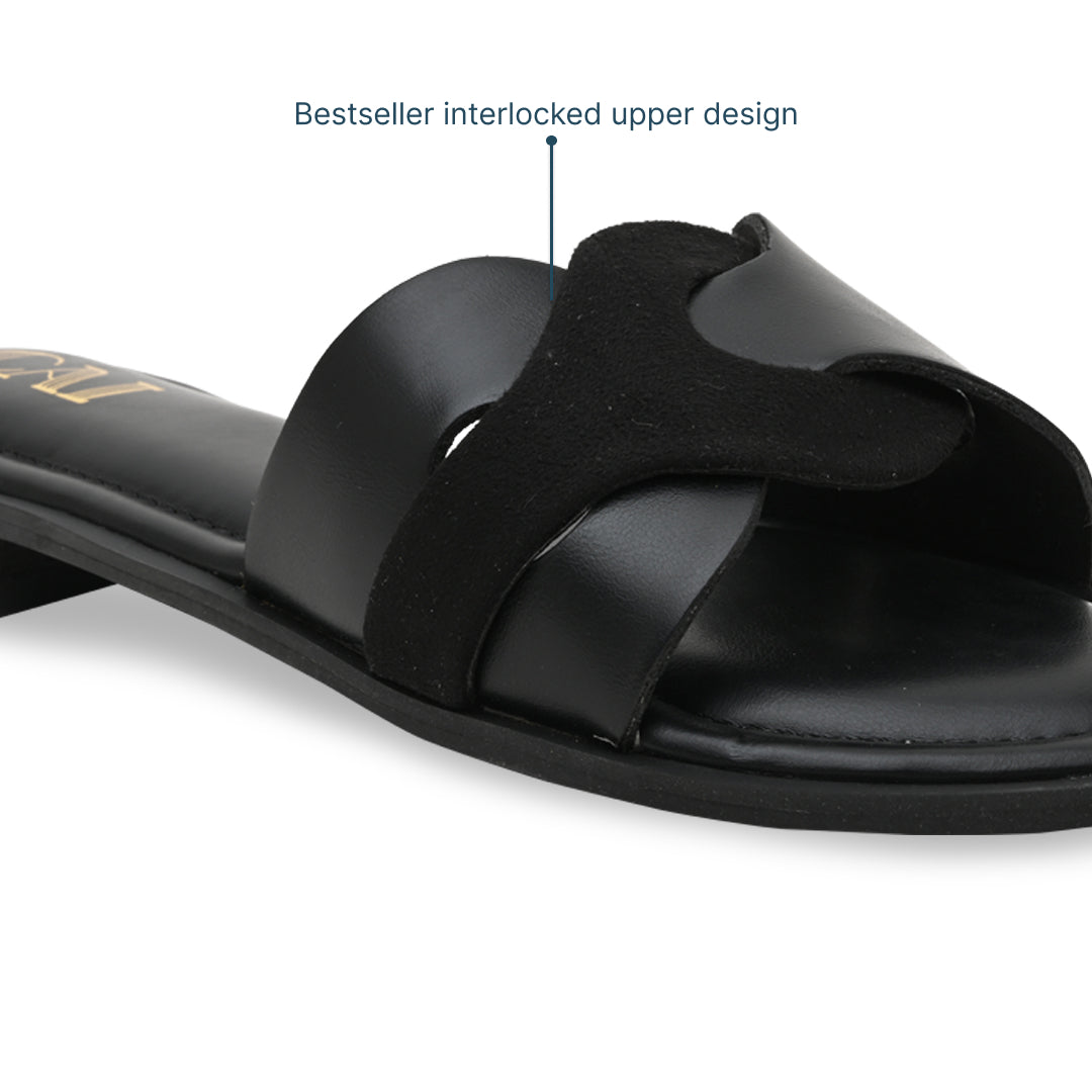 Black Interlock Flats
