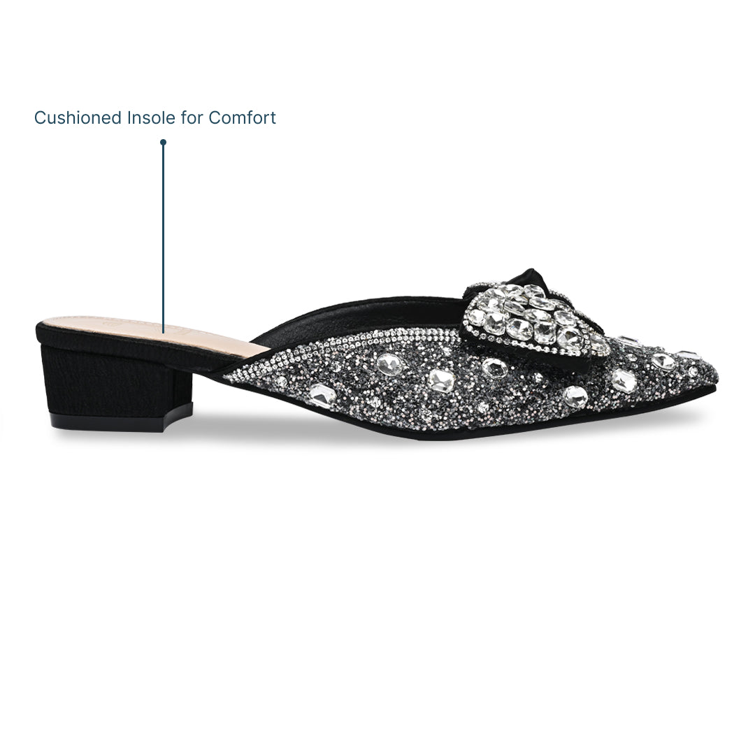 Sparkly Black Mule Heels The CAI Store