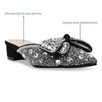 Sparkly Black Mule Heels