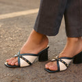 Canvas Rivet Black Heels