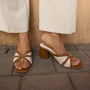 Canvas Rivet Tan Heels