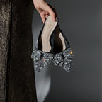 Sparkly Black Mule Heels