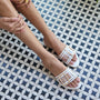 Clear Buckle White Flats