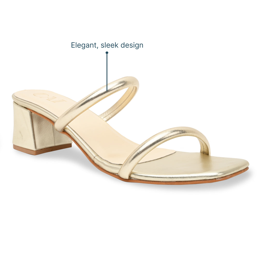 Golden Two Strap Heels
