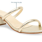 Golden Two Strap Heels