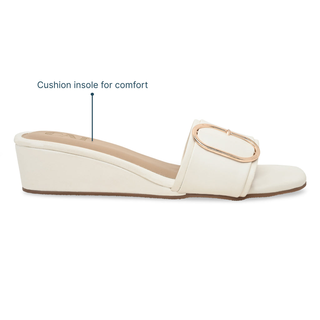 Buckled White Strap Wedge