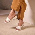 Buckled White Strap Wedge