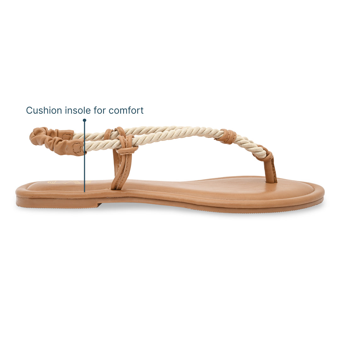 Beige Thong Rope Flat