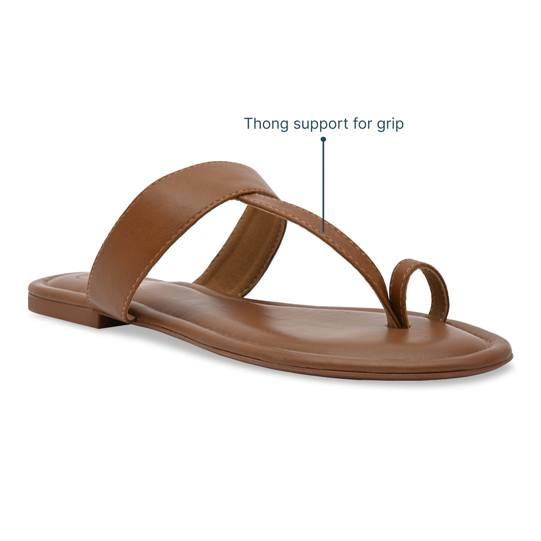 Tan Thong Strap Flats