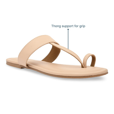 Nude Thong Strap Flats