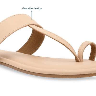 Nude Thong Strap Flats