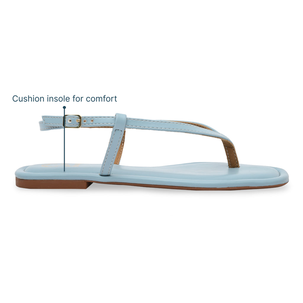 Blue Thong Backstrap Flats