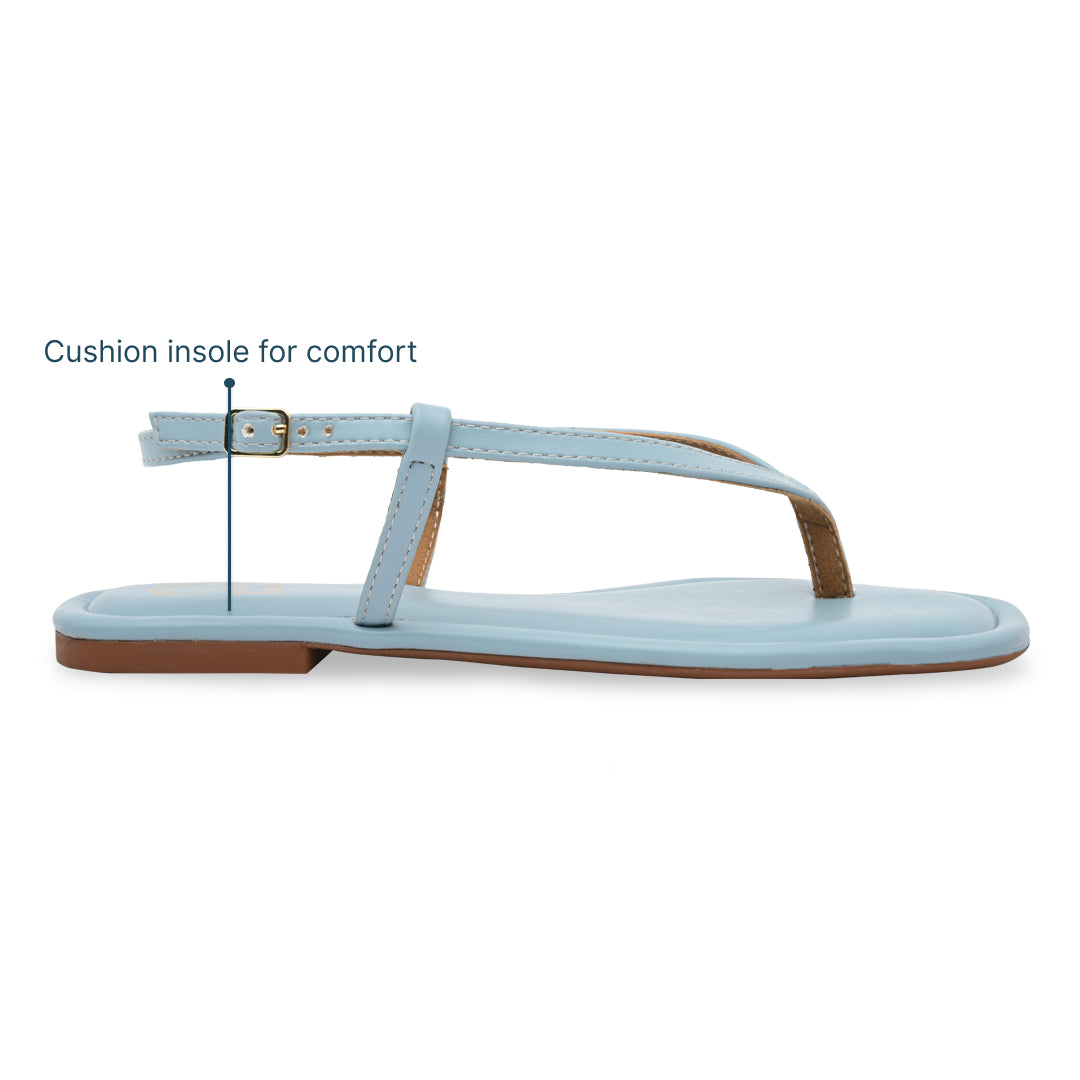 Blue Thong Backstrap Flats