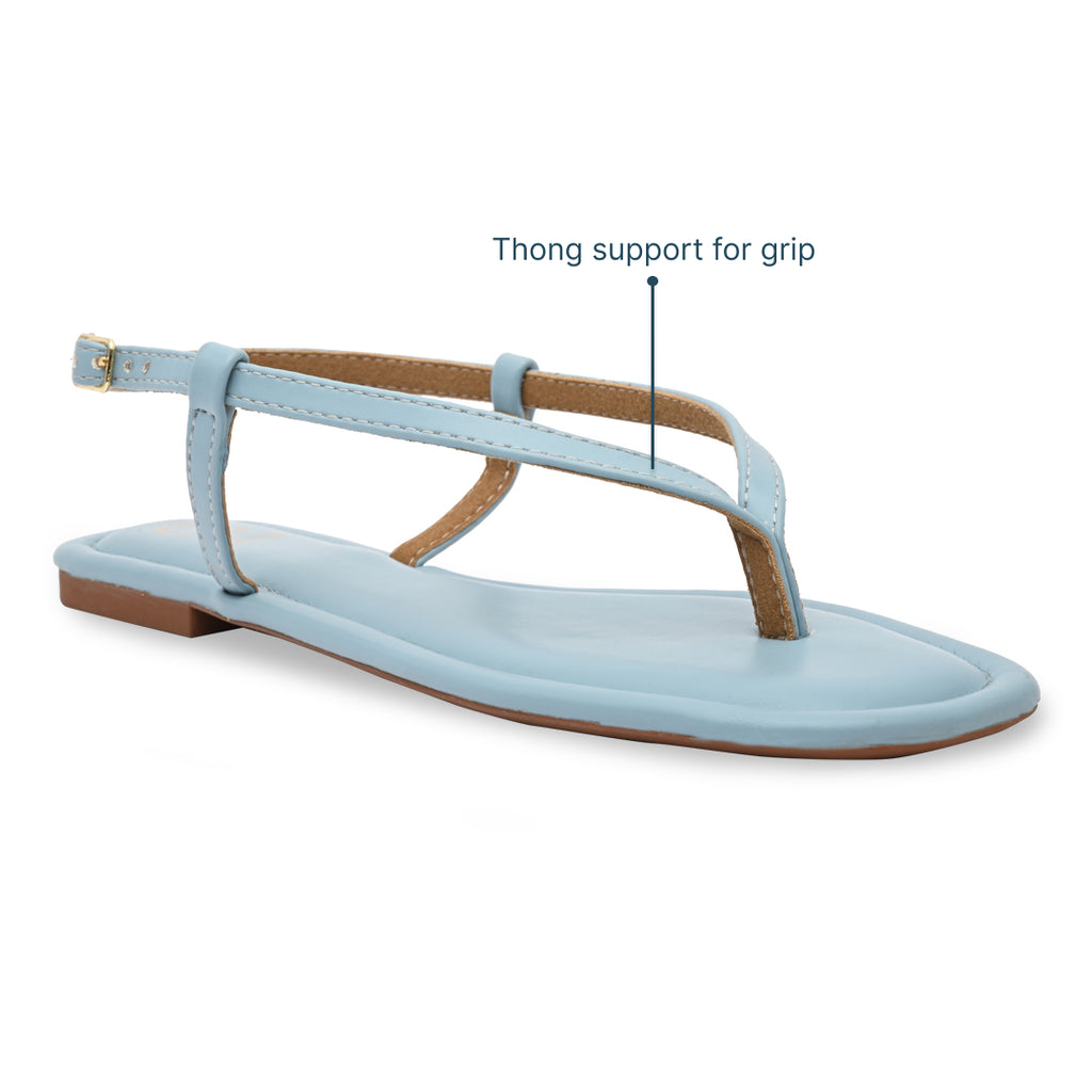 Blue Thong Backstrap Flats