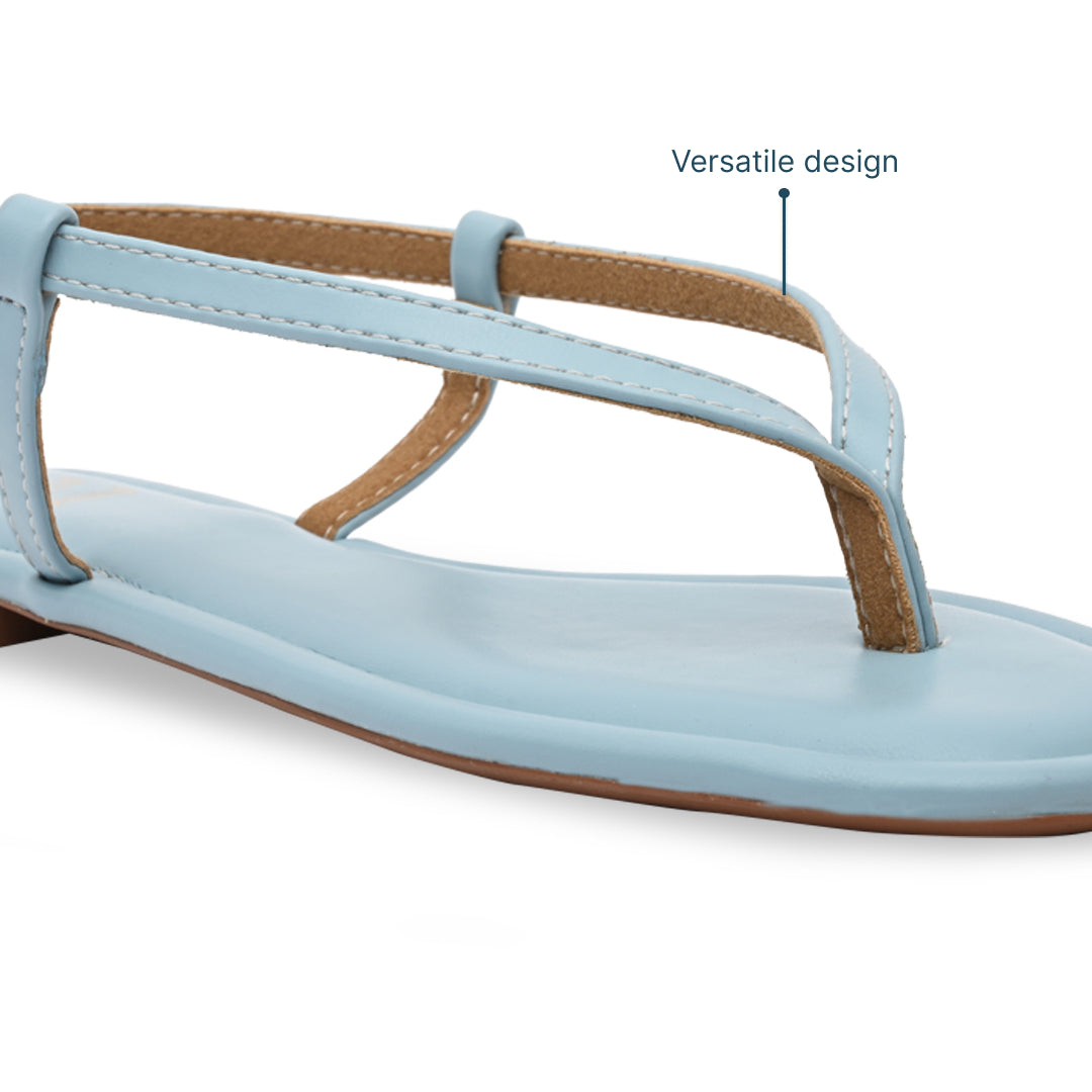 Blue Thong Backstrap Flats