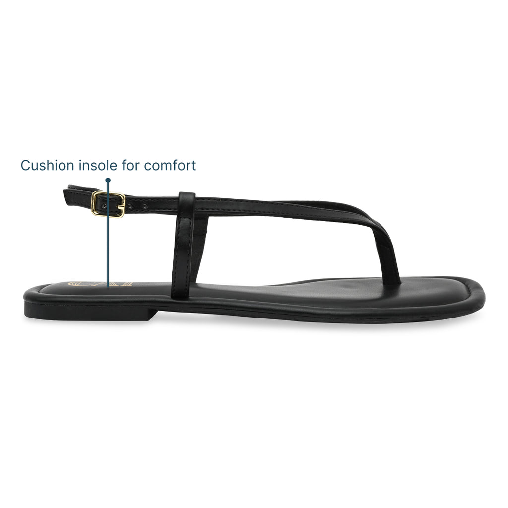 Black Thong Backstrap Flats