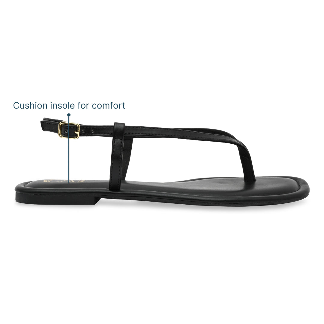 Black Thong Backstrap Flats