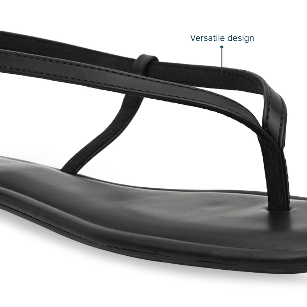Black Thong Backstrap Flats