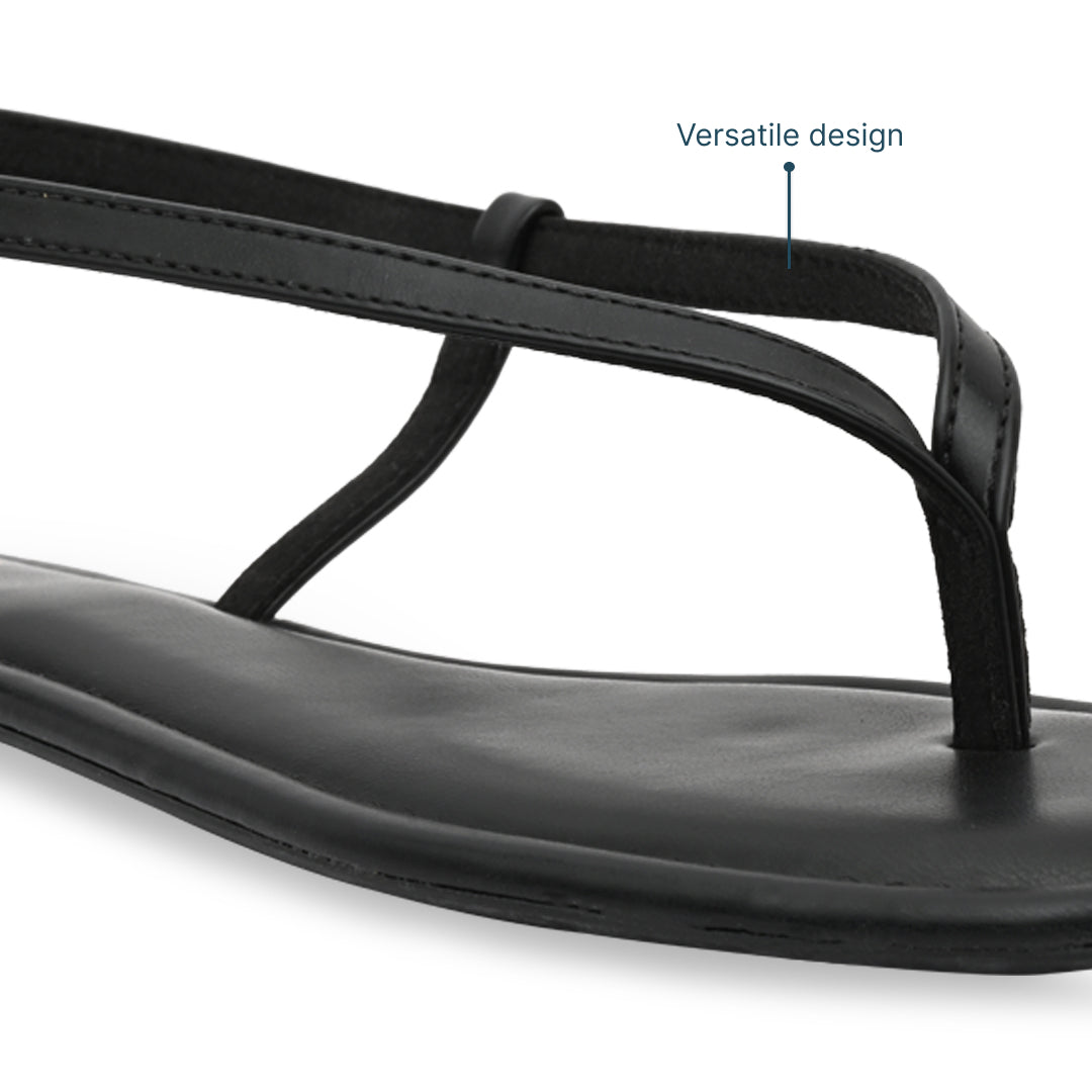 Black Thong Backstrap Flats