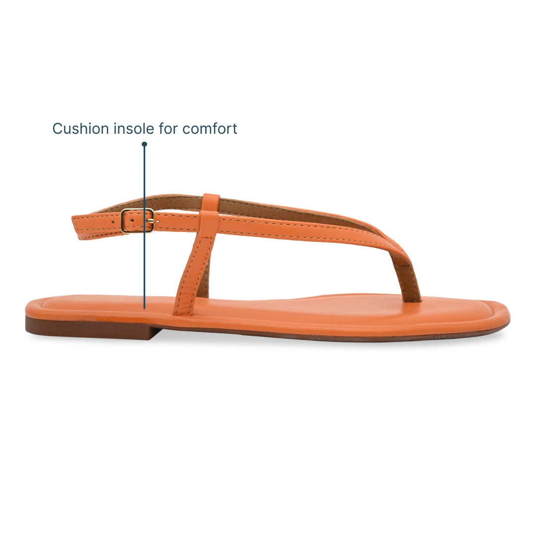 Orange Thong Backstrap Flats