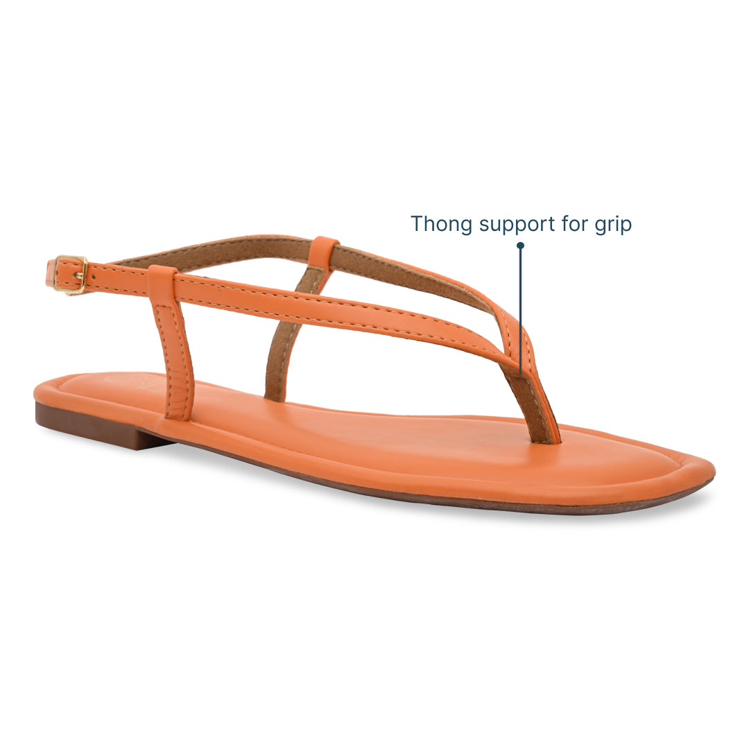 Orange Thong Backstrap Flats