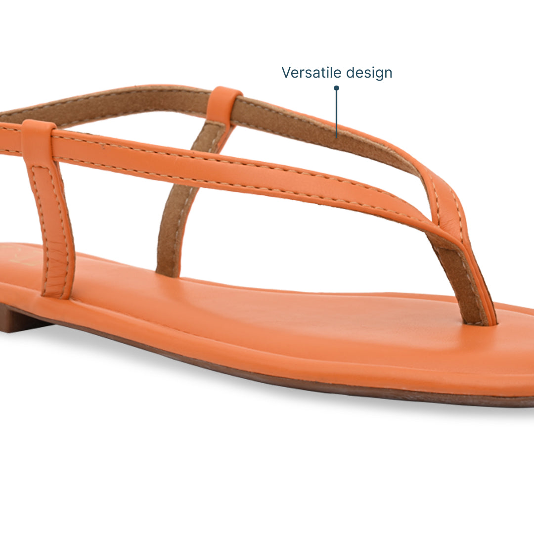 Orange Thong Backstrap Flats