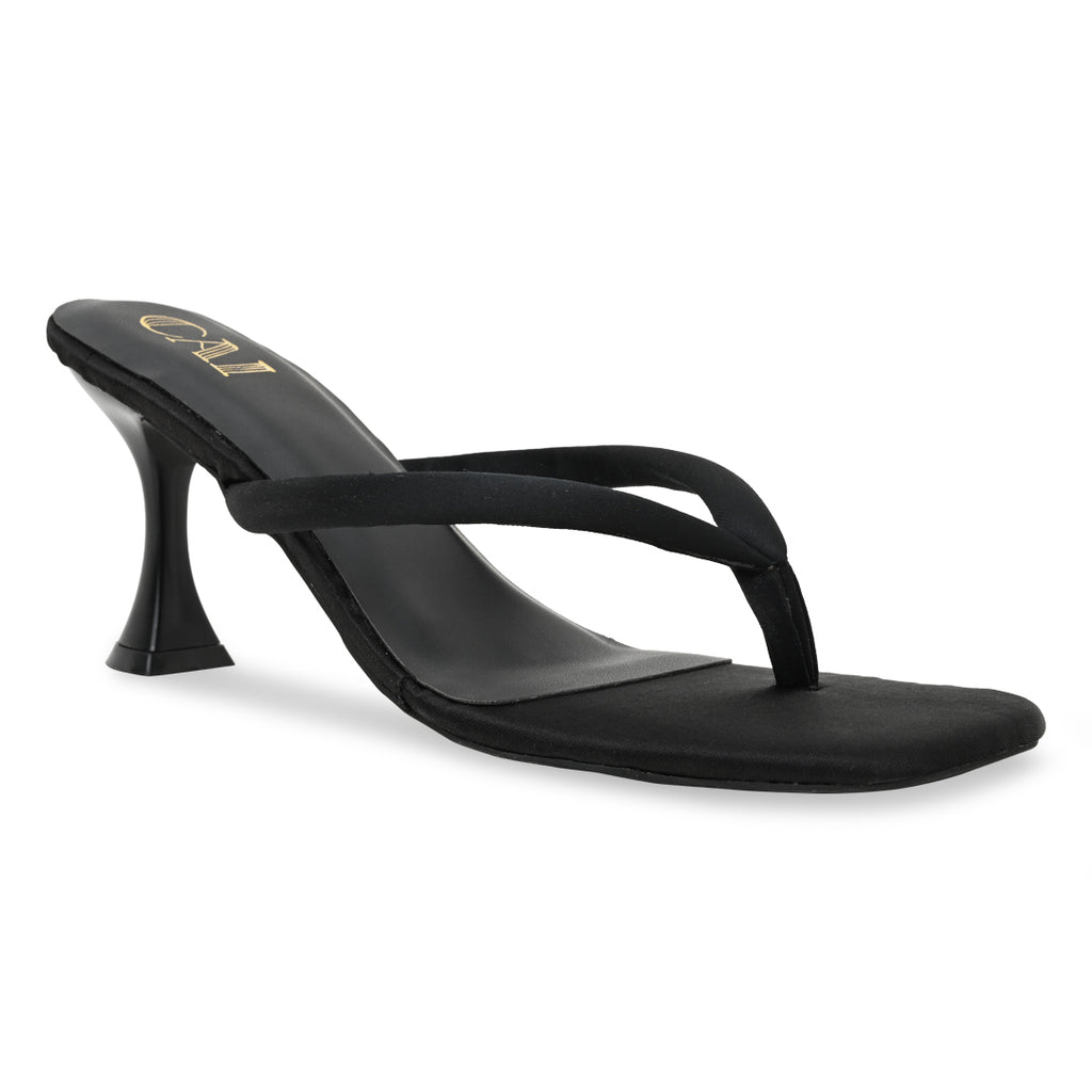 Midnight Satin Thong Heels