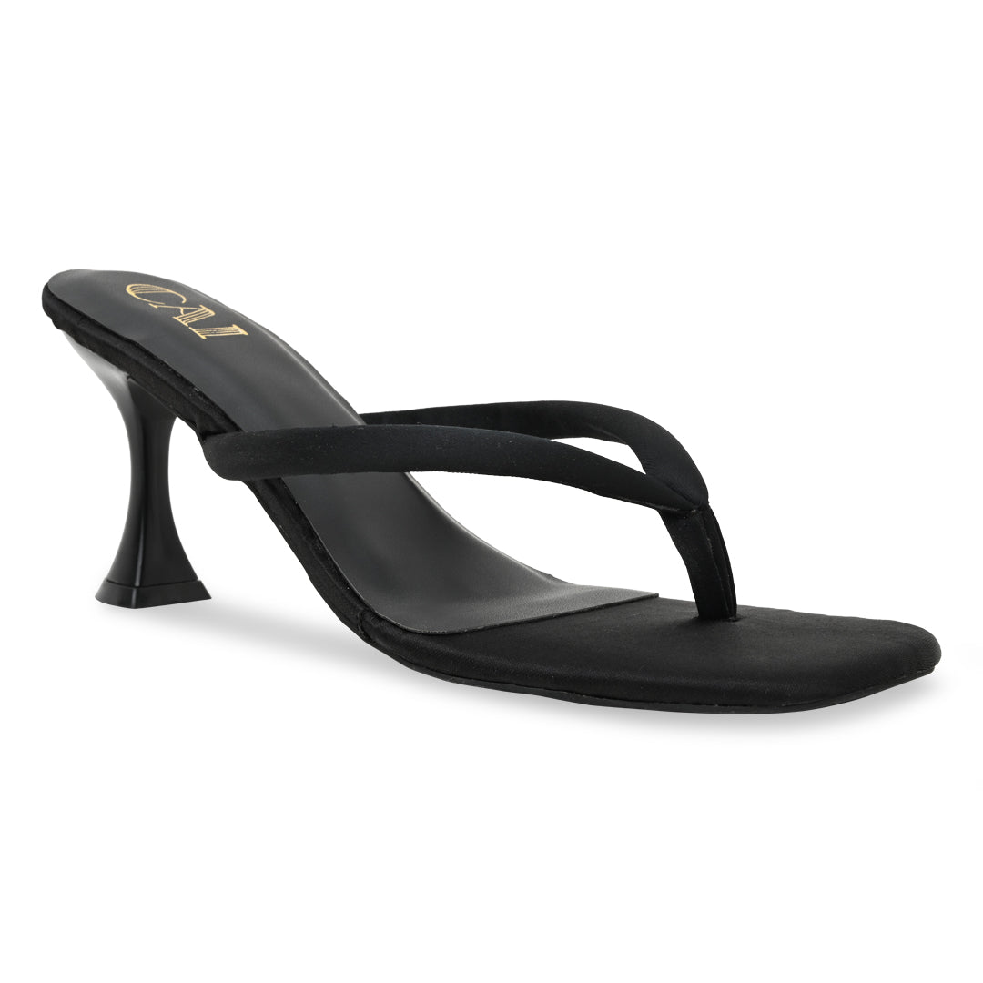 Midnight Satin Thong Heels