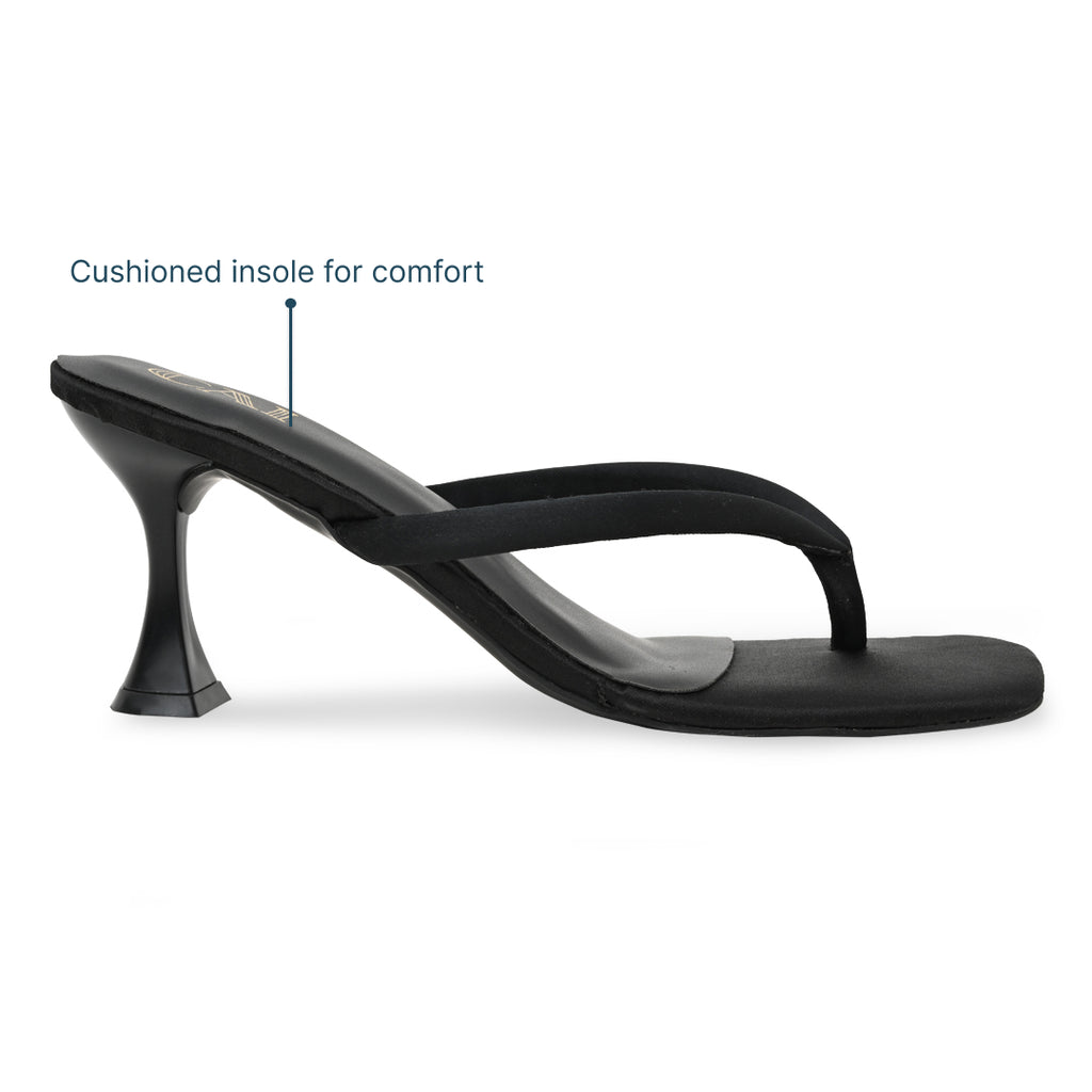 Midnight Satin Thong Heels