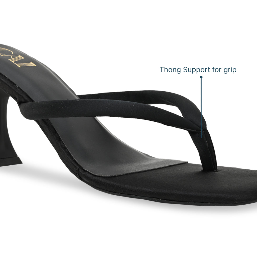 Midnight Satin Thong Heels