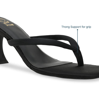 Midnight Satin Thong Heels
